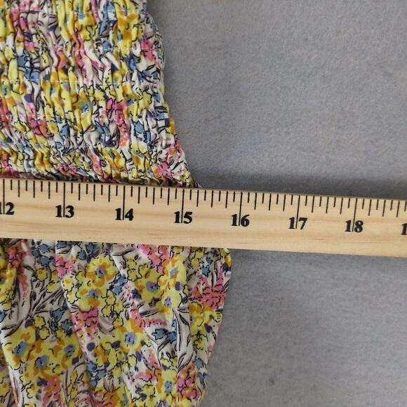 Umgee Liberty Floral Peplum Peasant Crop Tank Top Women's L Ruffle Strap Smocked - Picture 6 of 10